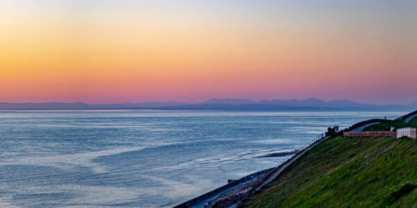 Blackpool News Image View of the Lake district looking over the sea from Bispham Blackpool.