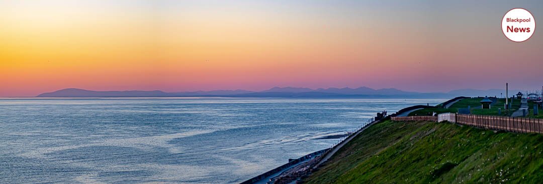 Blackpool News Image View of the Lake district looking over the sea from Bispham Blackpool.
